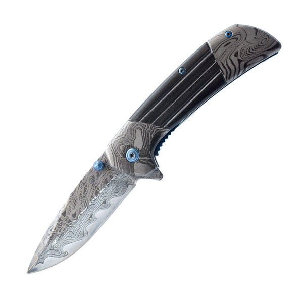 7.75" Titanium & Damascus Folding Knife